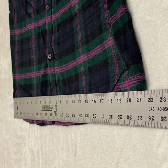 Ralph Lauren Plaid 100% Cotton Ruffle Flannel Shirt Dress Medium Black/Green - Picture 8 of 10